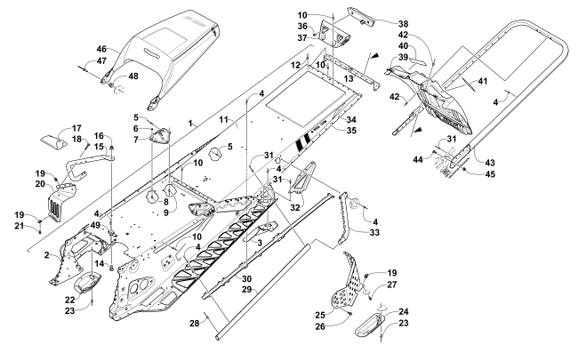 Parts Diagram for Arctic Cat 2015 M 8000 SNO PRO LTD ES 153 SNOWMOBILE TUNNEL, REAR BUMPER, AND SNOWFLAP ASSEMBLY