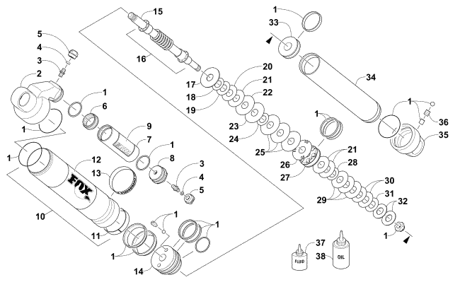 Parts Diagram for Arctic Cat 2015 M 8000 HCR 153 SNOWMOBILE FRONT SUSPENSION SHOCK ABSORBER