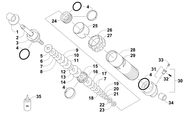 Parts Diagram for Arctic Cat 2015 M 8000 HCR 153 SNOWMOBILE REAR SUSPENSION FRONT ARM SHOCK ABSORBER