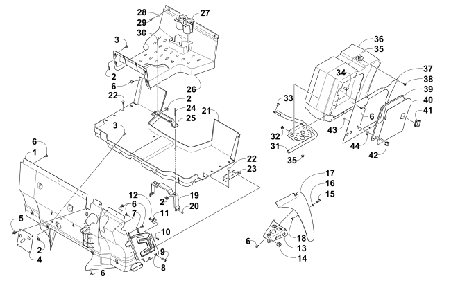 Parts Diagram for Arctic Cat 2015 PROWLER 700 HDX XT ATV CONSOLE, FLOOR PANEL & STORAGE BOX ASSEMBLY