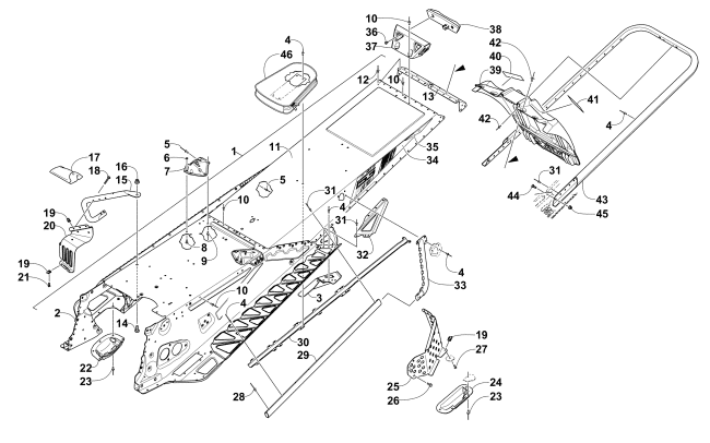Parts Diagram for Arctic Cat 2015 M 8000 HCR 153 SNOWMOBILE TUNNEL, REAR BUMPER, AND SNOWFLAP ASSEMBLY