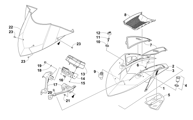 Parts Diagram for Arctic Cat 2015 M 8000 HCR 153 SNOWMOBILE WINDSHIELD AND INSTRUMENTS ASSEMBLIES