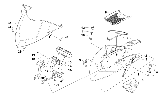 Parts Diagram for Arctic Cat 2015 M 9000 HCR 162 SNOWMOBILE WINDSHIELD AND INSTRUMENTS ASSEMBLIES