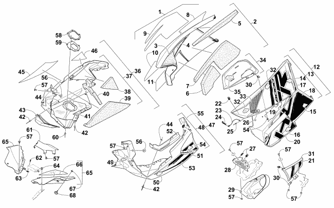 Parts Diagram for Arctic Cat 2015 M 8000 HCR 153 SNOWMOBILE SKID PLATE AND SIDE PANEL ASSEMBLY