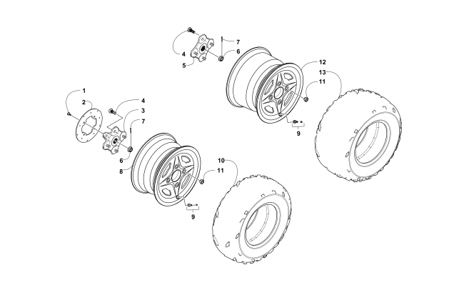 Parts Diagram for Arctic Cat 2015 XR 700 ATV WHEEL AND TIRE ASSEMBLY