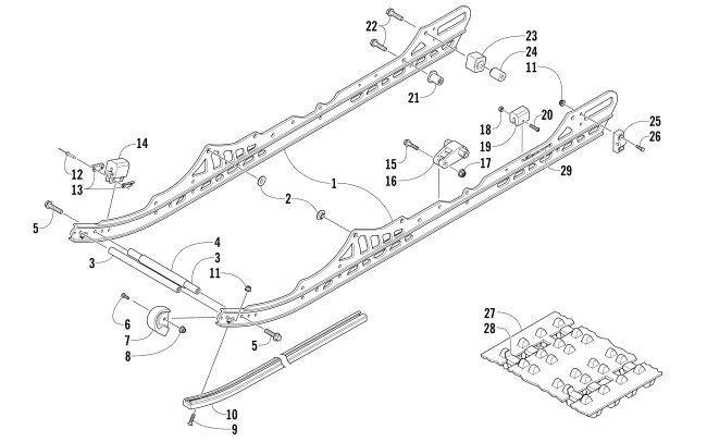 Parts Diagram for Arctic Cat 2015 LYNX 2000 LT SNOWMOBILE SLIDE RAIL AND TRACK ASSEMBLY