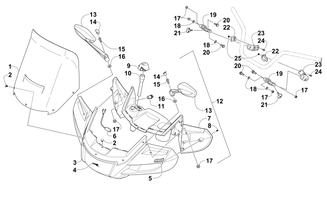Parts Diagram for Arctic Cat 2015 TRV 1000 LTD ATV WINDSHIELD ASSEMBLY