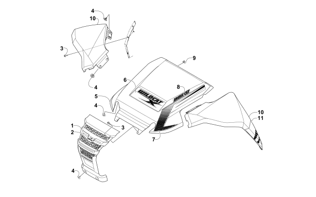 Parts Diagram for Arctic Cat 2015 WILDCAT 4X ATV FRONT PANEL ASSEMBLY