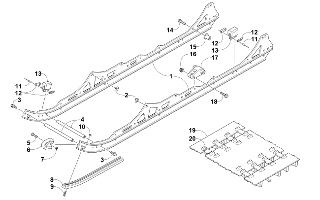 Parts Diagram for Arctic Cat 2015 BEARCAT 5000 XT SNOWMOBILE SLIDE RAIL AND TRACK ASSEMBLY