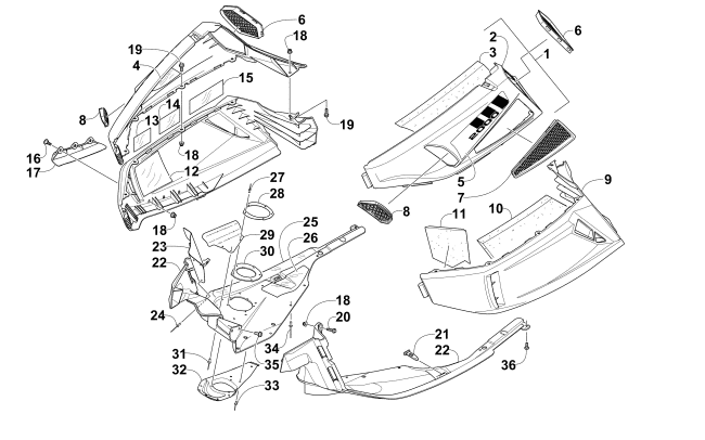 Parts Diagram for Arctic Cat 2015 BEARCAT 2000 XT SNOWMOBILE SKID PLATE AND SIDE PANEL ASSEMBLY