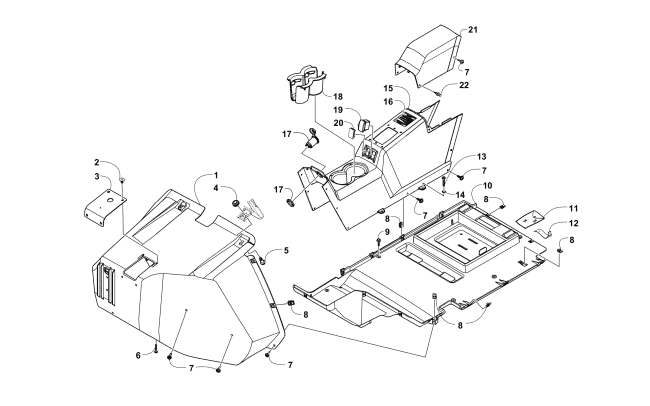 Parts Diagram for Arctic Cat 2016 WILDCAT 4X ATV FRONT CONSOLE AND FLOOR PANEL ASSEMBLY