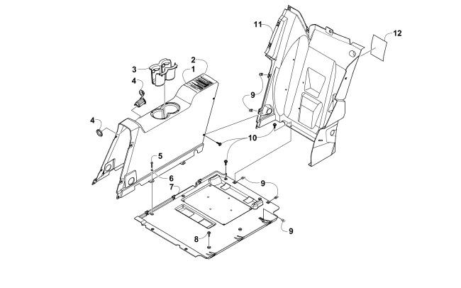Parts Diagram for Arctic Cat 2016 WILDCAT 4X ATV REAR CONSOLE AND FLOOR PANEL ASSEMBLY
