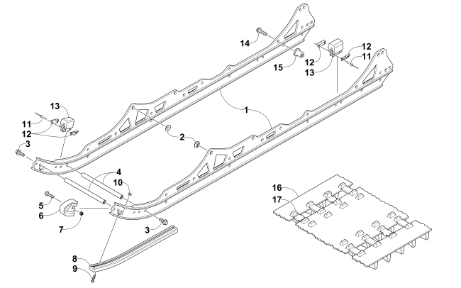 Parts Diagram for Arctic Cat 2015 BEARCAT 2000 XTE SNOWMOBILE SLIDE RAIL AND TRACK ASSEMBLY