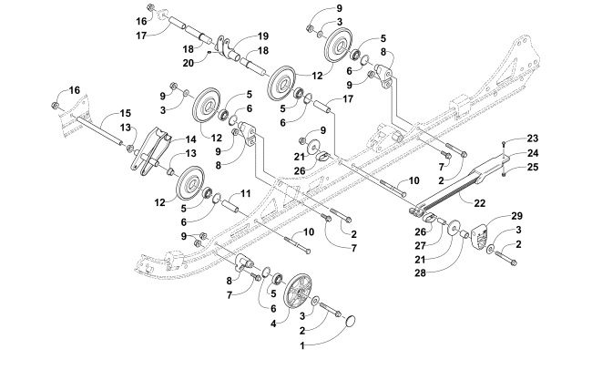 Parts Diagram for Arctic Cat 2015 BEARCAT 5000 XT SNOWMOBILE IDLER WHEEL ASSEMBLY
