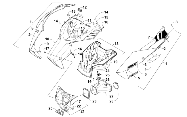 Parts Diagram for Arctic Cat 2015 ZR 6000 SNO PRO LTD ES SNOWMOBILE HOOD AND AIR INTAKE ASSEMBLY