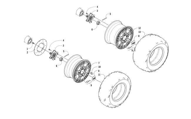Parts Diagram for Arctic Cat 2017 WILDCAT TRAIL SE EPS ATV WHEEL AND TIRE ASSEMBLY
