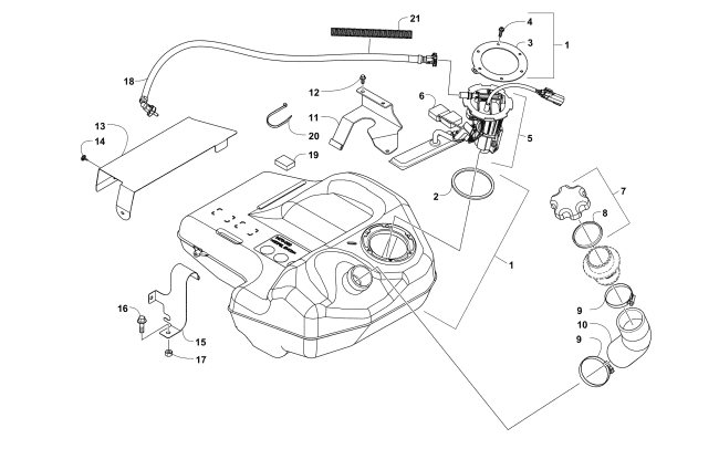 Parts Diagram for Arctic Cat 2015 XR 700 ATV GAS TANK ASSEMBLY
