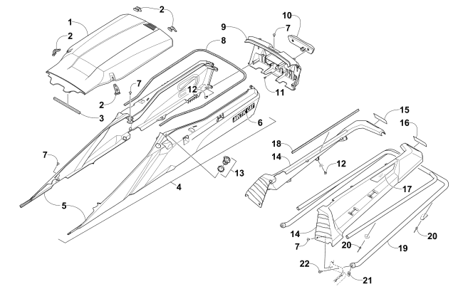 Parts Diagram for Arctic Cat 2015 PANTERA 7000 SNOWMOBILE REAR BUMPER, STORAGE, AND TAILLIGHT ASSEMBLY
