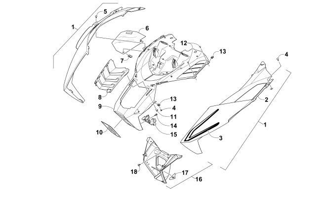 Parts Diagram for Arctic Cat 2015 PANTERA 7000 SNOWMOBILE HOOD ASSEMBLY