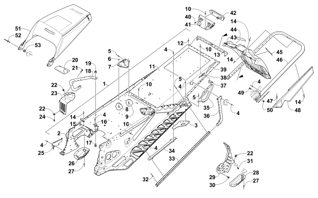 Parts Diagram for Arctic Cat 2015 ZR 6000 EL TIGRE ES SNOWMOBILE TUNNEL, REAR BUMPER, AND SNOWFLAP ASSEMBLY