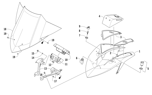 Parts Diagram for Arctic Cat 2015 ZR 6000 EL TIGRE ES SNOWMOBILE WINDSHIELD AND INSTRUMENTS ASSEMBLIES