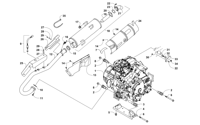 Parts Diagram for Arctic Cat 2015 XR 500 ATV ENGINE AND EXHAUST