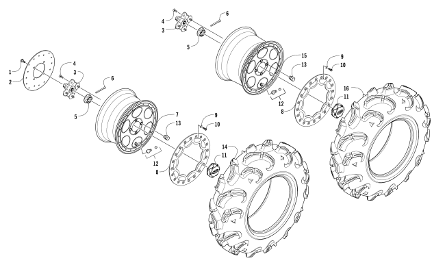Parts Diagram for Arctic Cat 2016 1000 MUD PRO SE EPS ATV WHEEL AND TIRE ASSEMBLY