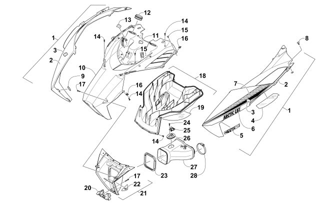 Parts Diagram for Arctic Cat 2015 XF 6000 LXR 137 SNOWMOBILE HOOD AND AIR INTAKE ASSEMBLY