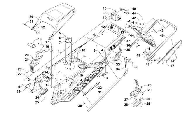 Parts Diagram for Arctic Cat 2015 ZR 6000 SNO PRO LTD ES SNOWMOBILE TUNNEL, REAR BUMPER, AND SNOWFLAP ASSEMBLY