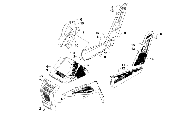 Parts Diagram for Arctic Cat 2015 WILDCAT SPORT LIMITED ATV FRONT AND SIDE PANEL ASSEMBLIES