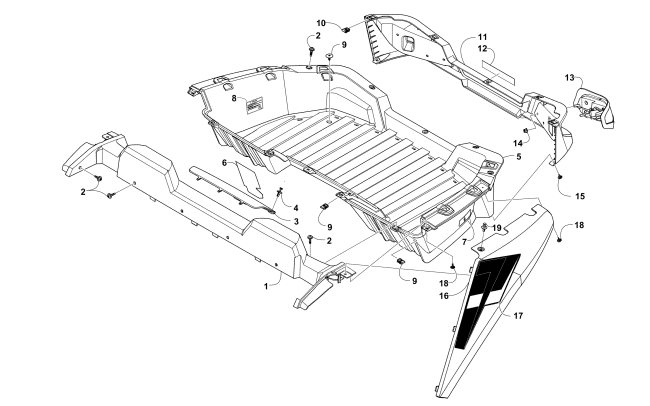 Parts Diagram for Arctic Cat 2015 WILDCAT SPORT LIMITED ATV CARGO BOX AND TAILLIGHT ASSEMBLY