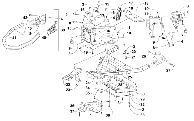 Parts Diagram for Arctic Cat 2016 M 7000 SNO PRO 162 SNOWMOBILE FRONT BUMPER AND FRAME ASSEMBLY