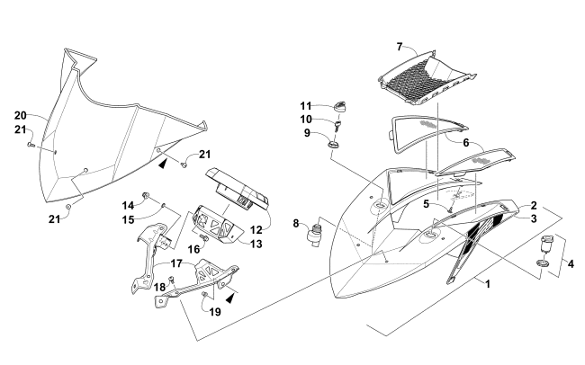 Parts Diagram for Arctic Cat 2015 XF 6000 CROSS-COUNTRY 141 SNOWMOBILE WINDSHIELD AND INSTRUMENTS ASSEMBLIES