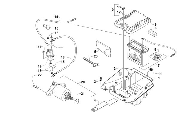 Parts Diagram for Arctic Cat 2016 ALTERRA 500 XT EPS ATV BATTERY AND STARTER ASSEMBLY