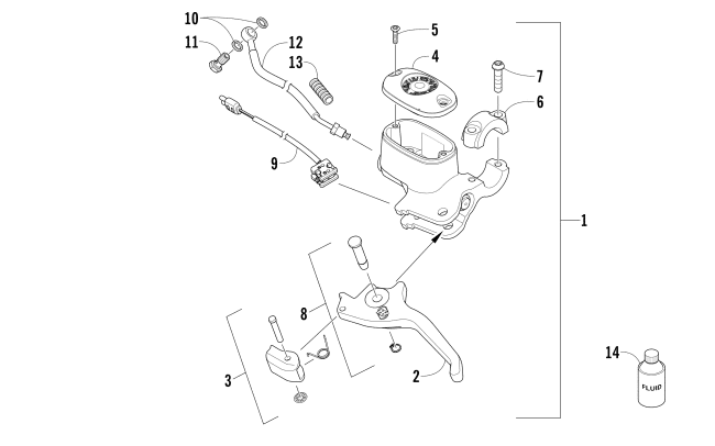 Parts Diagram for Arctic Cat 2015 ZR 6000 R SX SNOWMOBILE HYDRAULIC BRAKE CONTROL ASSEMBLY