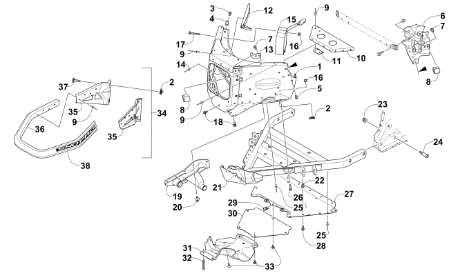 Parts Diagram for Arctic Cat 2015 ZR 6000 R XC SNOWMOBILE FRONT BUMPER AND FRAME ASSEMBLY