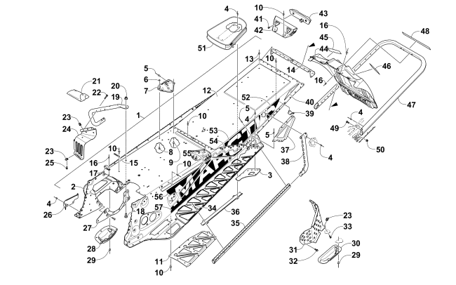 Parts Diagram for Arctic Cat 2015 ZR 6000 R XC SNOWMOBILE TUNNEL, REAR BUMPER, AND SNOWFLAP ASSEMBLY