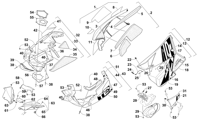 Parts Diagram for Arctic Cat 2015 ZR 6000 R XC SNOWMOBILE SKID PLATE AND SIDE PANEL ASSEMBLY