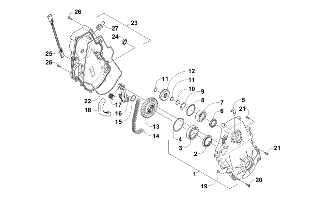 Parts Diagram for Arctic Cat 2015 ZR 4000 RR SNOWMOBILE CHAIN CASE ASSEMBLY