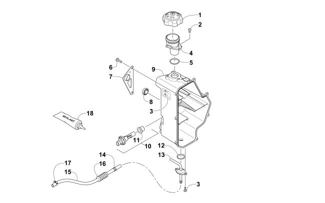 Parts Diagram for Arctic Cat 2017 ZR 4000 SNO PRO 129 SNOWMOBILE OIL TANK ASSEMBLY