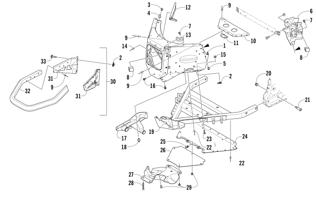 Parts Diagram for Arctic Cat 2017 ZR 4000 LXR 129 SNOWMOBILE FRONT BUMPER AND FRAME ASSEMBLY