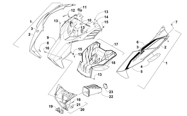 Parts Diagram for Arctic Cat 2015 ZR 4000 RR SNOWMOBILE HOOD AND AIR INTAKE ASSEMBLY