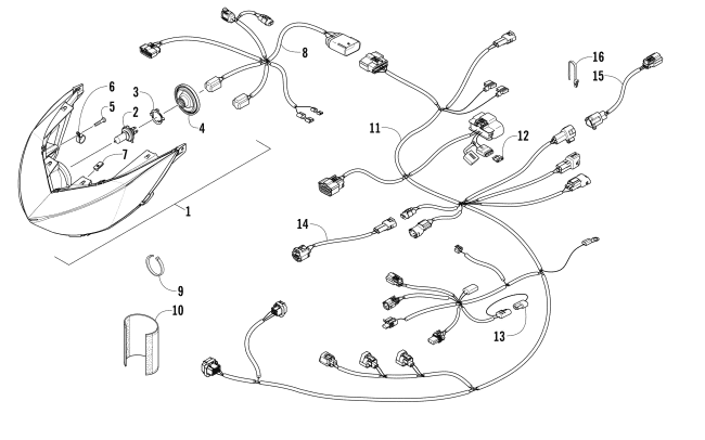 Parts Diagram for Arctic Cat 2017 ZR 4000 SNO PRO 129 SNOWMOBILE HEADLIGHT AND WIRING ASSEMBLIES