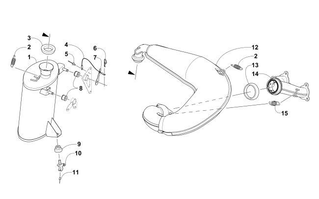 Parts Diagram for Arctic Cat 2015 ZR 4000 RR SNOWMOBILE EXHAUST ASSEMBLY