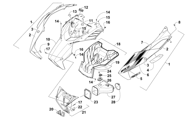 Parts Diagram for Arctic Cat 2015 M 6000 153 SNOWMOBILE HOOD AND AIR INTAKE ASSEMBLY