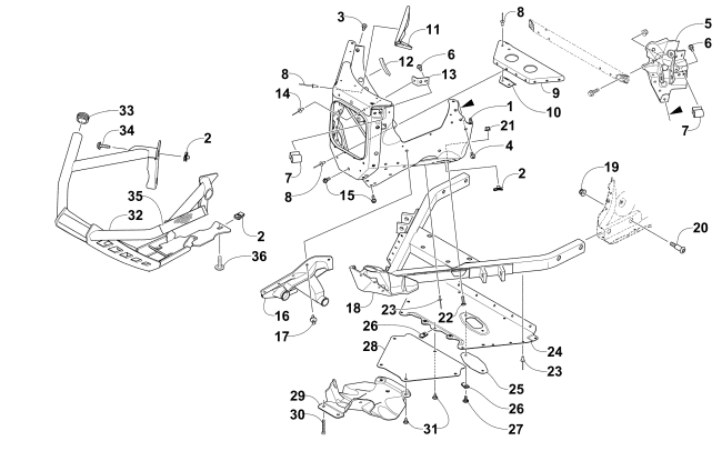 Parts Diagram for Arctic Cat 2015 ZR 9000 SNO PRO LTD SNOWMOBILE FRONT BUMPER AND FRAME ASSEMBLY
