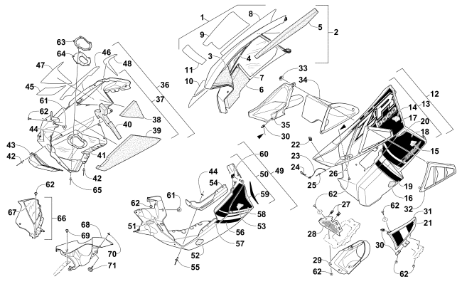 Parts Diagram for Arctic Cat 2015 ZR 9000 SNO PRO LTD SNOWMOBILE SKID PLATE AND SIDE PANEL ASSEMBLY