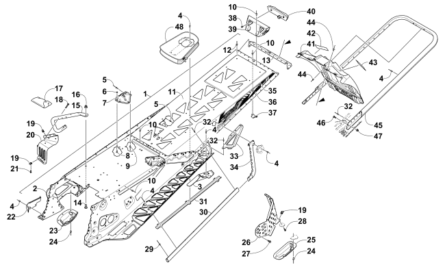 Parts Diagram for Arctic Cat 2015 XF 6000 HIGH COUNTRY 141 SNO PRO SNOWMOBILE TUNNEL, REAR BUMPER, AND SNOWFLAP ASSEMBLY