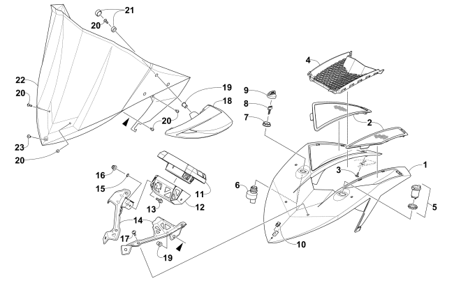 Parts Diagram for Arctic Cat 2015 XF 6000 CROSS-TOUR 141 SNOWMOBILE WINDSHIELD AND INSTRUMENTS ASSEMBLIES