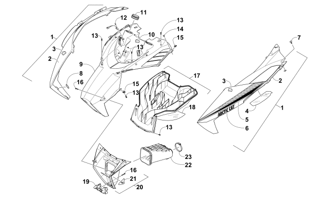 Parts Diagram for Arctic Cat 2015 ZR 4000 LXR SNOWMOBILE HOOD AND AIR INTAKE ASSEMBLY